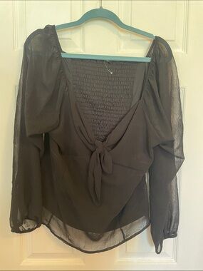 Papermoon Black Sheer Tie-Front Blouse